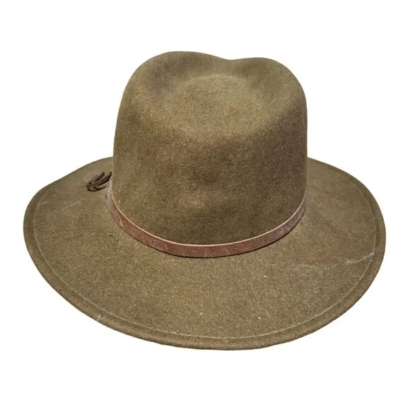 London Fog Brown Fedora Hat 100% Wool SZ S 21" Crushable Water Repellant USA - Picture 2 of 5